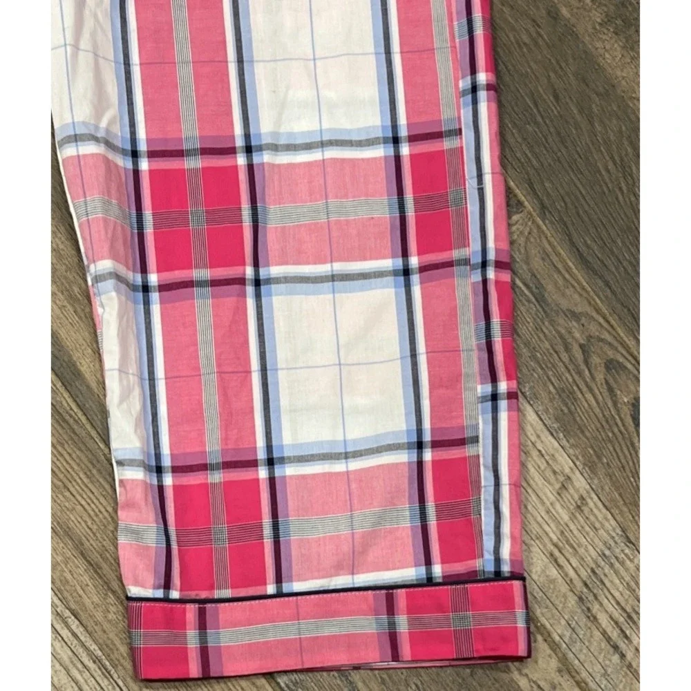 The Black Dog Women's Plaid Pajama Lounge‎ Pants Bottoms Cropped Lightweight M